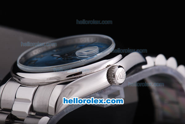 Rolex Day-Date Oyster Perpetual Automatic with Blue Dial and Roman Marking - Click Image to Close